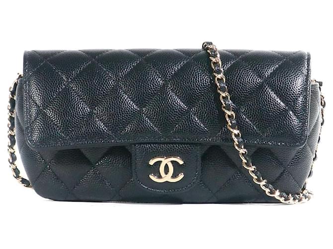 CHANEL Handbags Wallet On Chain Timeless/Classique Black Leather  ref.1385611