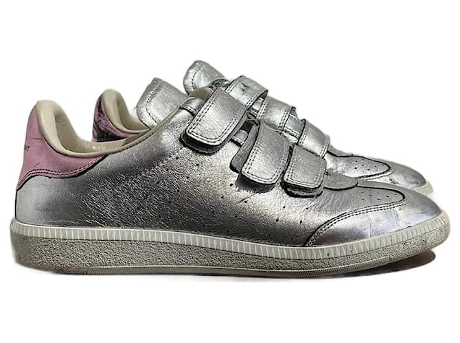 ISABEL MARANT  Trainers T.EU 37 Leather Silvery  ref.1385659