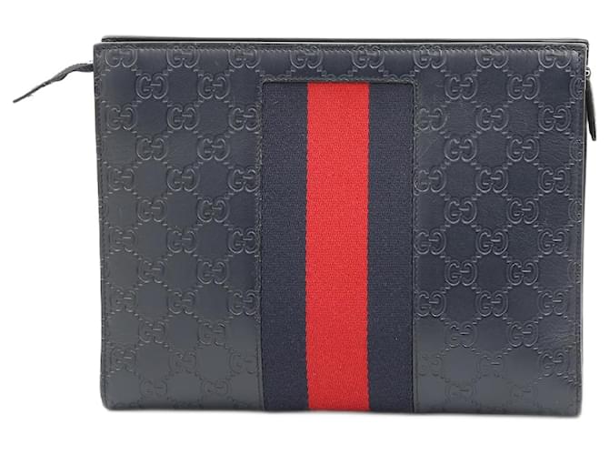 GUCCI  Clutch bags   Leather Navy blue  ref.1385674