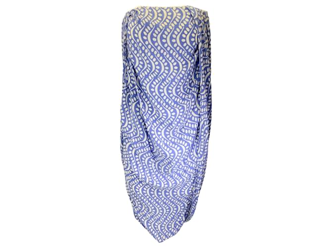Autre Marque Thakoon Blue / White Printed Strapless Silk Dress  ref.1385680