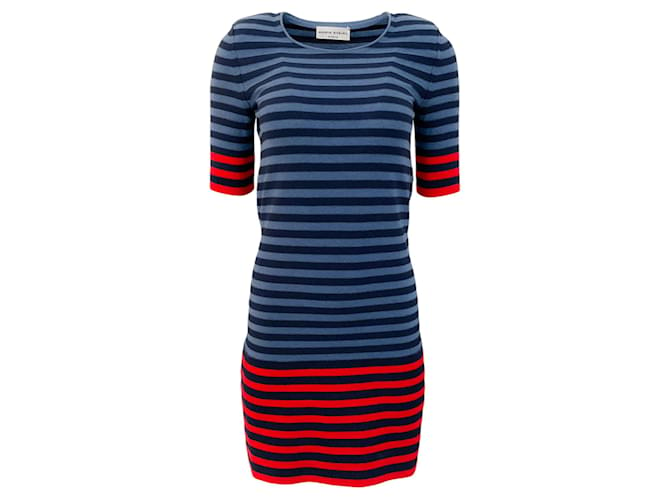 Autre Marque Sonia Rykiel Rot/Blau gestreiftes Kleid Baumwolle  ref.1385685