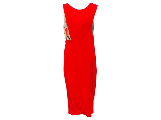 Autre Marque Marni Red Multi Sleeveless Dress with Attached Draped Topper Viscose  ref.1385687