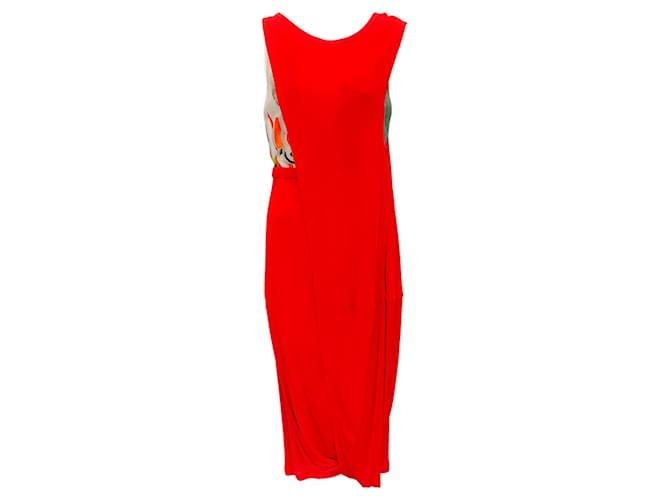 Autre Marque Vestido rojo multicolor sin mangas con top drapeado adjunto de Marni Roja Viscosa  ref.1385687