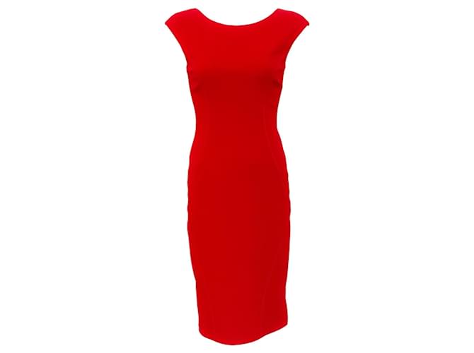Autre Marque Akris Punto Red Cap Sleeve Dress with Stitching Viscose  ref.1385689