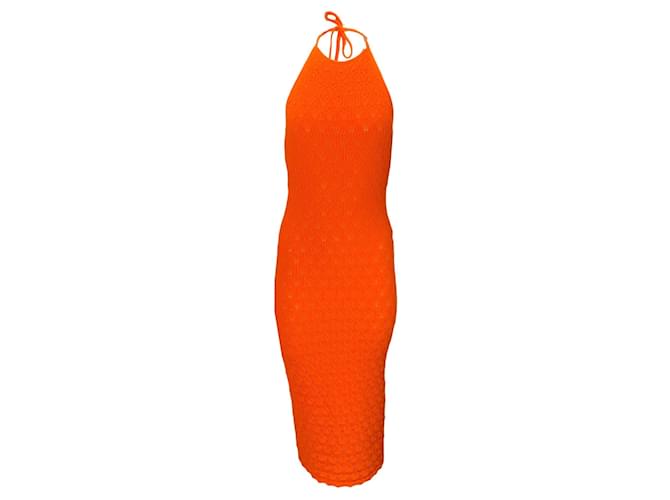 Autre Marque Alice + Olivia Sienna Jone Halterneck Fitted Sweater Midi Dress Orange Cotton  ref.1385692