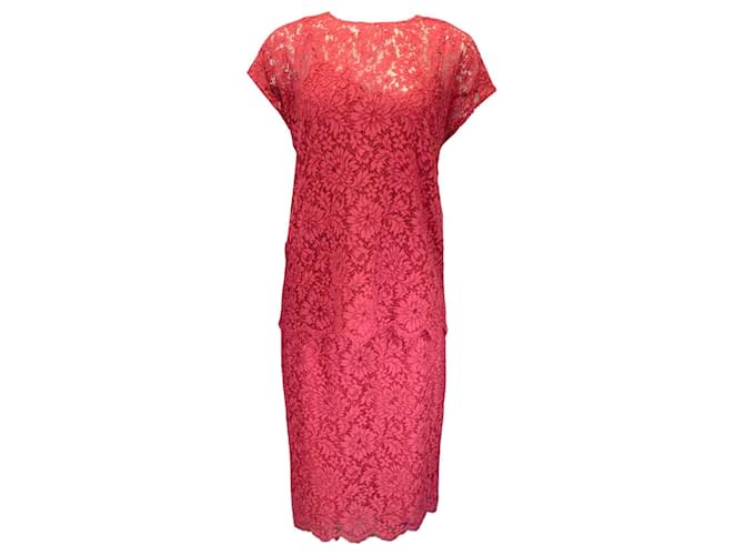 Dolce & Gabbana Red Lace Top and Skirt Two-Piece Set Cotton  ref.1385694