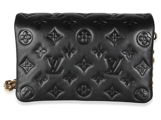 Louis Vuitton Pochette Coussin de piel de cordero hinchada con monograma negro en relieve Cuero  ref.1385702