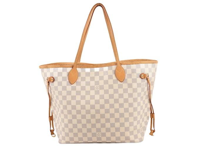 Borsa a tracolla Louis Vuitton Damier Azur Neverfull Tote MM N51107 Beige Pelle  ref.1385707