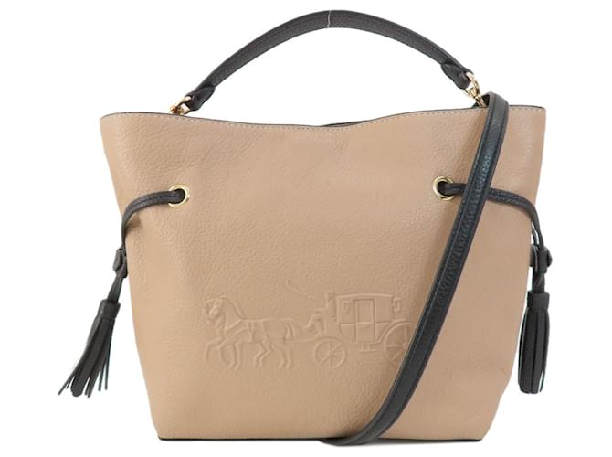 Coach Cavalo e carruagem Bege Couro  ref.1385750