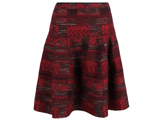 Oscar De La Renta Jupe trapèze en tweed bouclé en laine rouge Bordeaux  ref.1385961