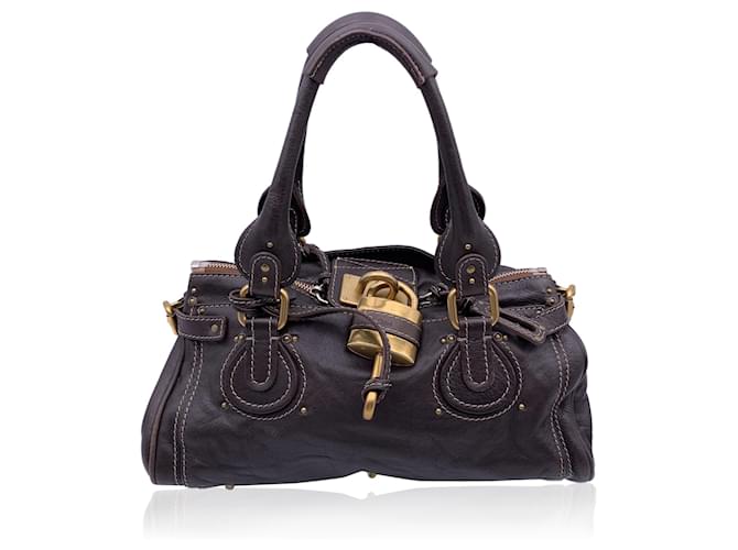 Chloé Dark Brown Leather Paddington Tote Satchel Handbag Bag  ref.1385967