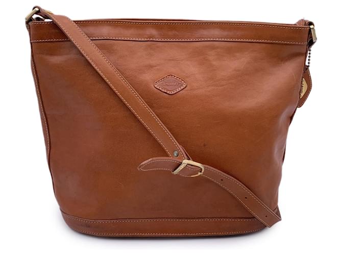 Autre Marque I Santi Vintage Tan Bolsa de Ombro em Couro Marrom Claro  ref.1385971