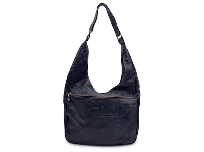 Gianfranco Ferré Grand sac à bandoulière Hobo en cuir noir vintage  ref.1385973