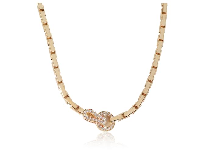 Cartier Agrafe Fashion Necklace in 18k Yellow Gold 1.1 CTW Silvery Metallic Metal  ref.1385986
