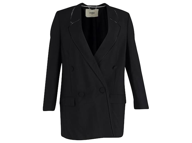 Fendi Double-Breasted Blazer in Black Wool  ref.1386011
