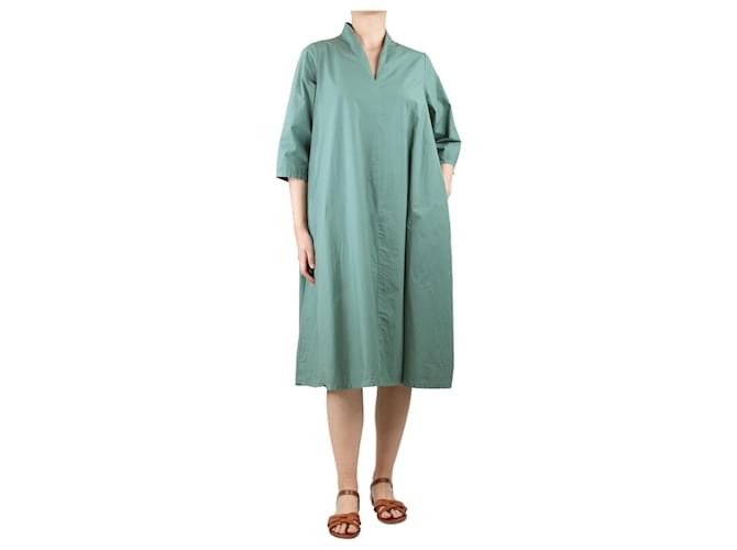 Autre Marque Vestido midi de algodón verde - talla M  ref.1386094