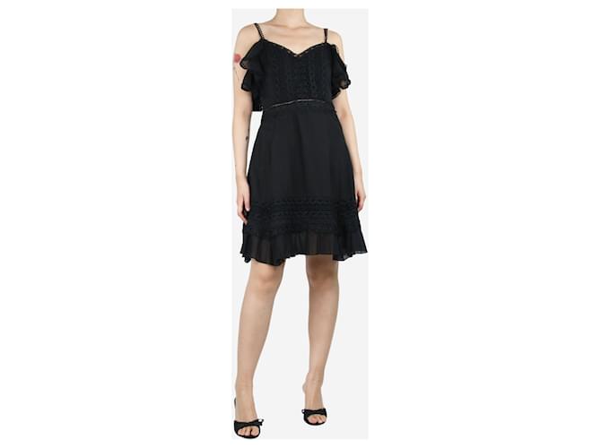 Autre Marque Black off-shoulder embroidered mini dress - size M  ref.1386098