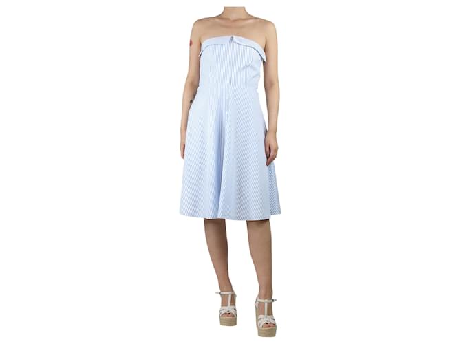 Claudie Pierlot Mini-robe rayée bustier bleue et blanche - taille UK 12 Coton  ref.1386118