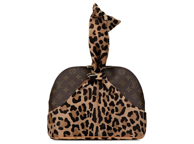 Louis Vuitton Brown Azzedine Alaia Monograma Leopardo Alma Marrom Lona Crina  ref.1386143