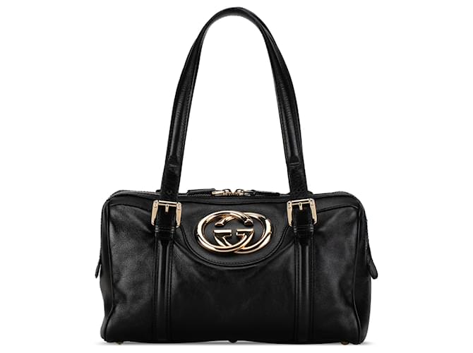 Sac Britt Boston en cuir noir Gucci Veau façon poulain  ref.1386153