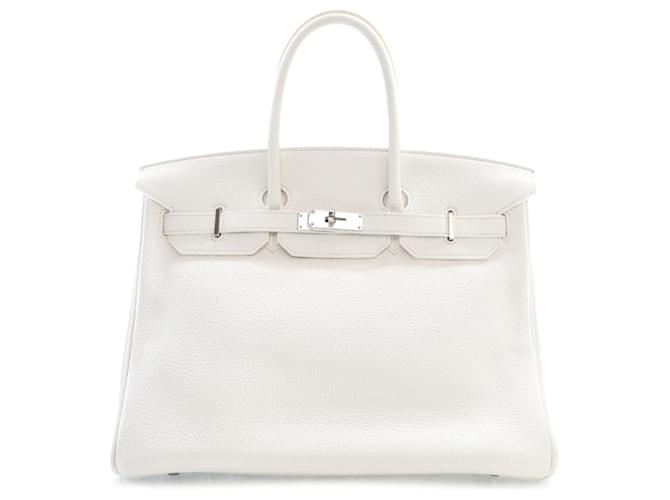 Hermès Branco Togo Birkin Retourne 35 Couro Bezerro-como bezerro  ref.1386175