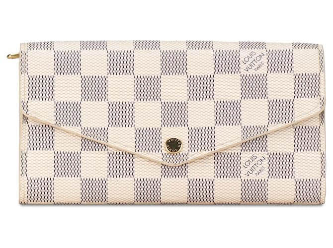 Louis Vuitton Bianco Damier Azur Portefeuille Sarah Tela  ref.1386205