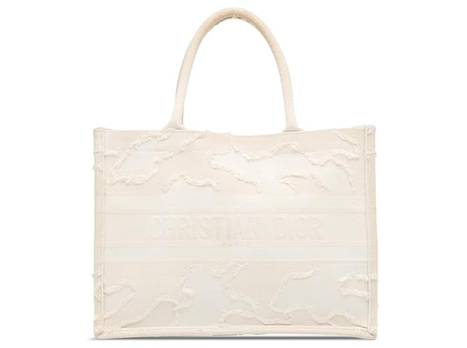 Dior Cabas livre camouflage moyen blanc Toile Tissu  ref.1386209