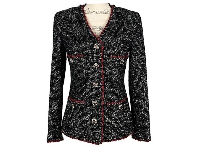 Chanel New Legendary CC Jewel Buttons Black Tweed Jacket  ref.1386254