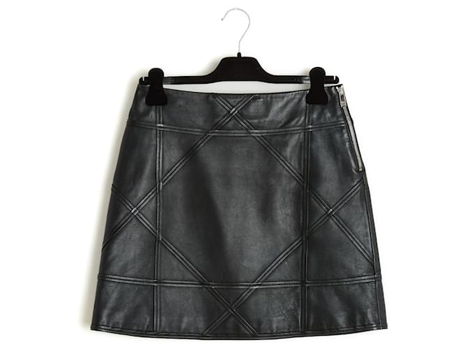 Christian Dior Dior 2022 Jupe FR38 Macro Cannage Black Leather Skirt UK10 US8 Cuir Noir  ref.1386338