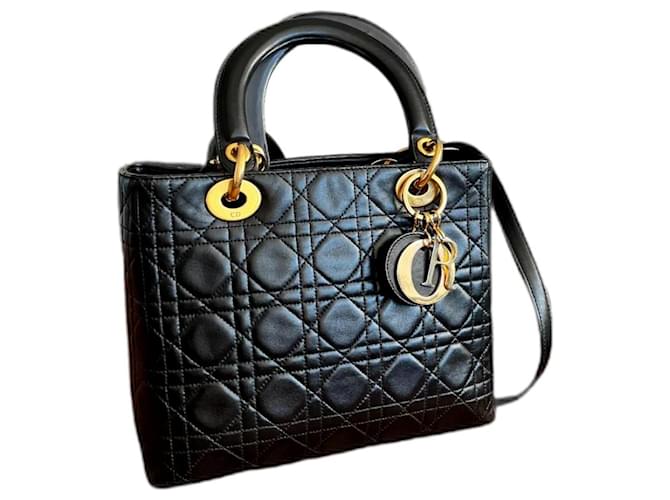 Christian Dior Senhora Dior Preto Pele de cordeiro  ref.1386342