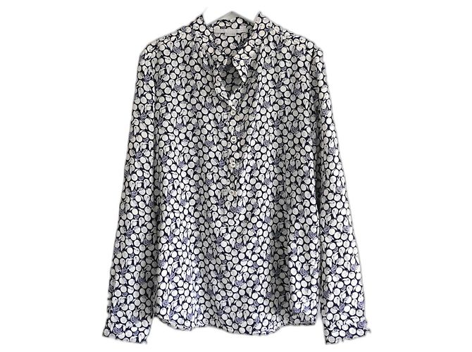 Stella Mc Cartney Camisa de seda estampada de frutas de Stella McCartney Azul marino