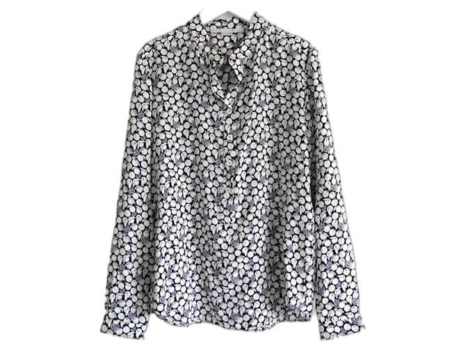 Stella Mc Cartney Camisa de seda estampada de frutas de Stella McCartney Azul marino  ref.1386353