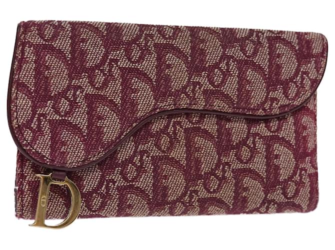 Portefeuille de selle en toile Christian Dior Trotter Rouge Auth yk12488  ref.1386406