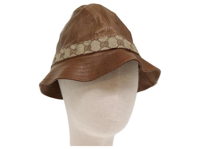 GUCCI GG Canvas Hat L Brown Auth yk12576 Cloth  ref.1386408