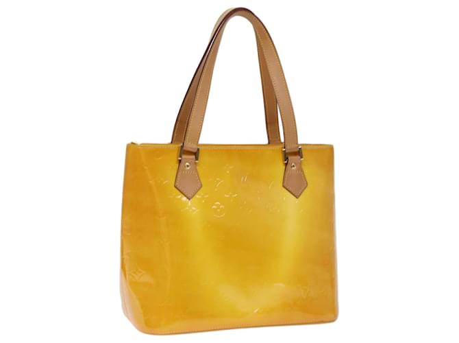 Bolso de mano LOUIS VUITTON Monogram Vernis Houston Amarillo lima M91055 LV Auth 74509 Charol  ref.1386410