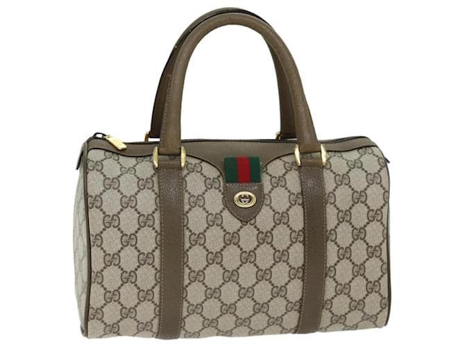 Bolso Boston GUCCI GG Supreme Web Sherry Line PVC Beige Rojo 116 02 006 Auth 74990 Roja  ref.1386422