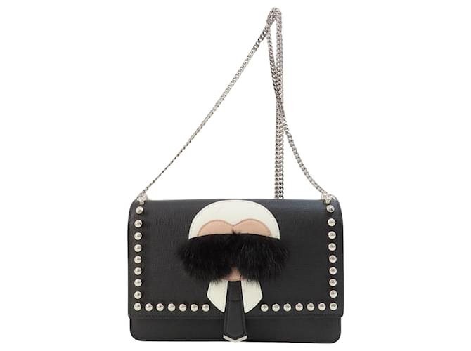 Fendi Karlito Schwarz Leder  ref.1386649