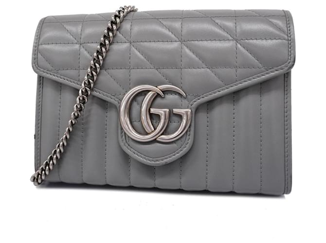 Gucci GG Marmont Cuir Gris  ref.1386814