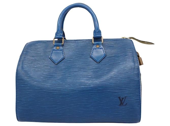 Louis Vuitton Speedy 25 Azul Couro  ref.1387018