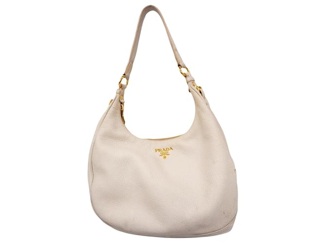 Prada Vitello Branco Couro  ref.1387047