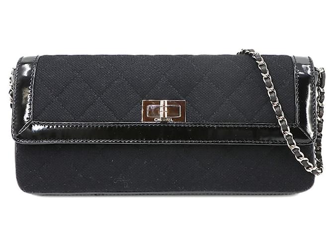 Chanel Canal 2,55 Negro Cuero  ref.1387079