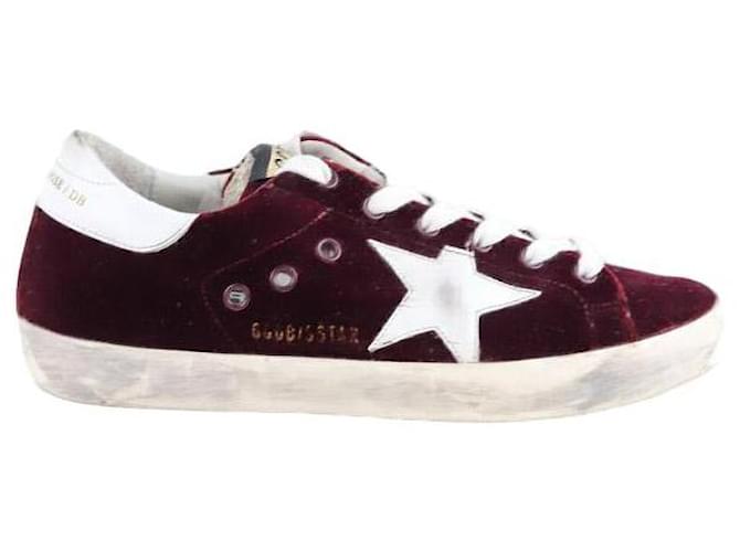 Golden Goose Tênis superstar de veludo Bordeaux  ref.1387326