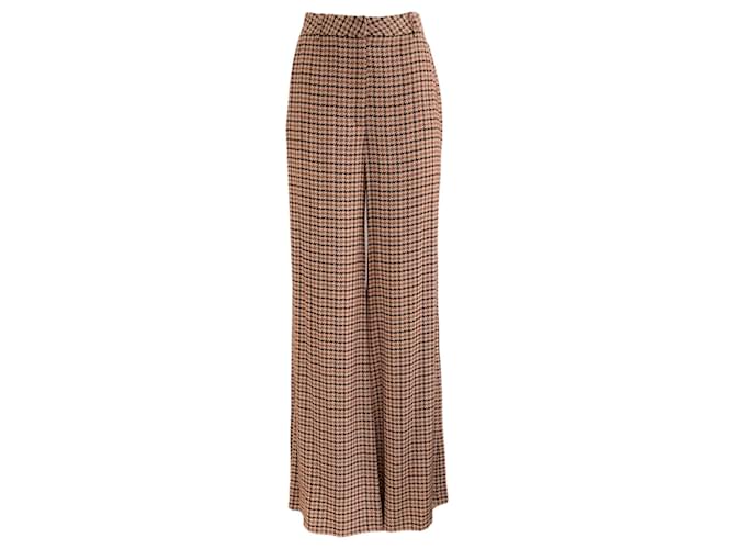 Autre Marque L'Agence Brown Houndstooth Wide Leg Pilar Pants Viscose  ref.1387358