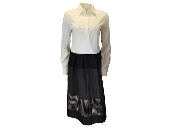 Autre Marque Sara Roka White / Charcoal Grey / Black Long Sleeved Asymmetric Button-down Shirtdress Multiple colors Cotton  ref.1387363