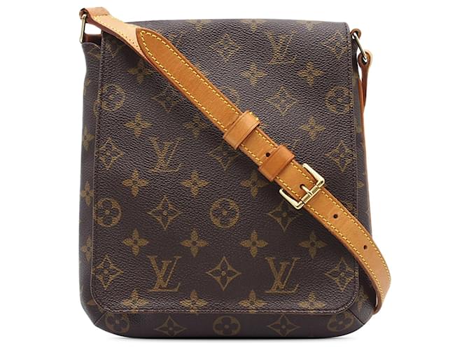 Borsa a tracolla con tracolla corta Louis Vuitton Monogram Musette Salsa marrone Tela  ref.1387389