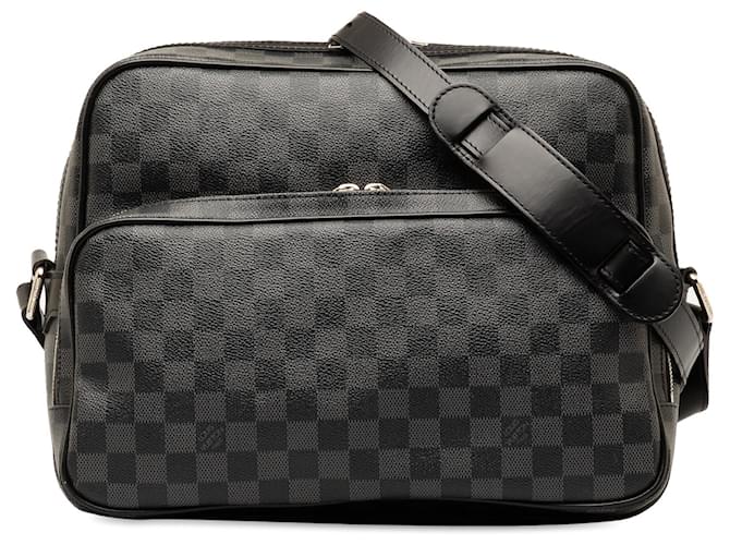 Bolso Louis Vuitton Damier Graphite negro Leoh Cuero  ref.1387411