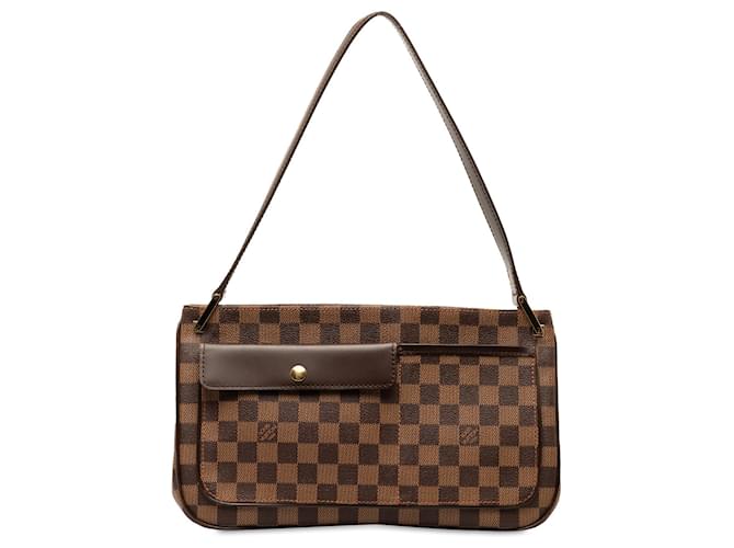 Brown Louis Vuitton Damier Ebene Aubagne Shoulder Bag Leather  ref.1387414