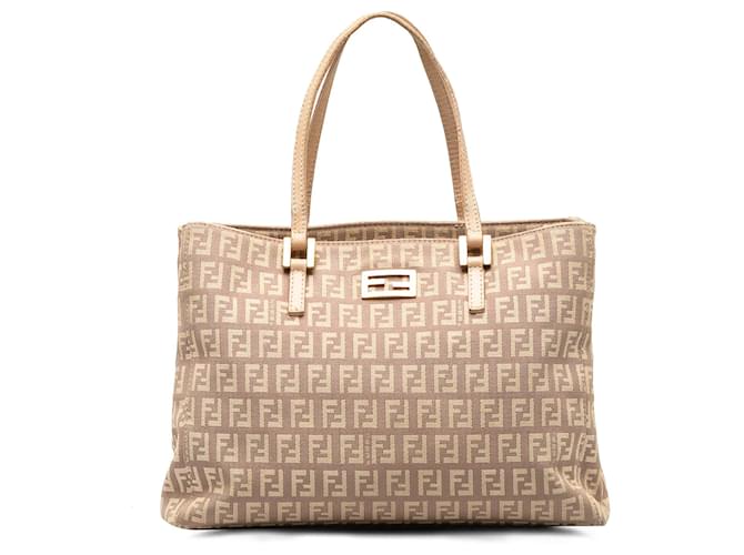 Sac cabas Fendi Zucchino beige Cuir  ref.1387417