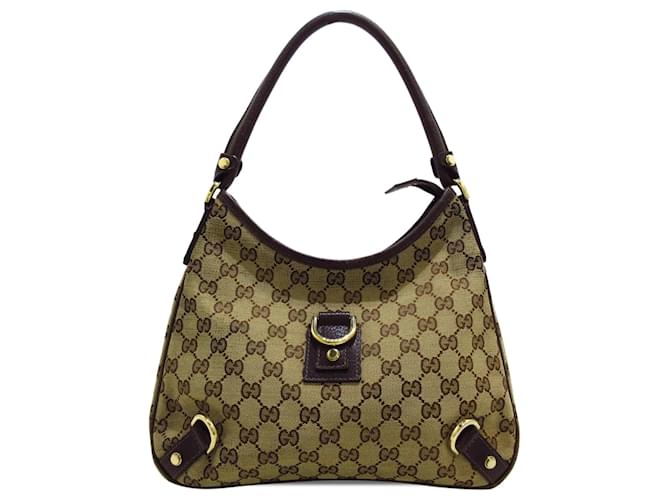Brown Gucci GG Canvas Abbey D-Ring Shoulder Bag Leather  ref.1387451