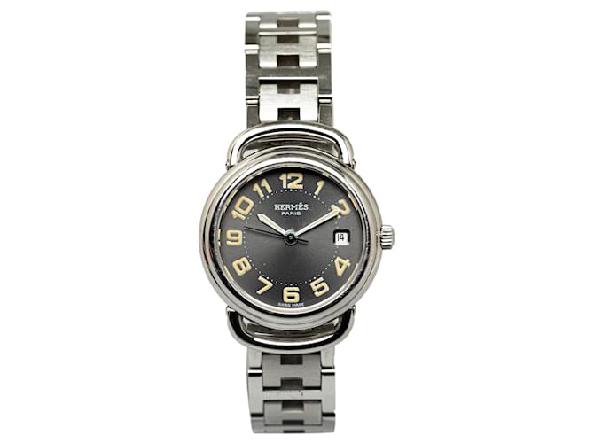 Relógio Pullman de aço inoxidável de quartzo Hermès prateado Prata  ref.1387476